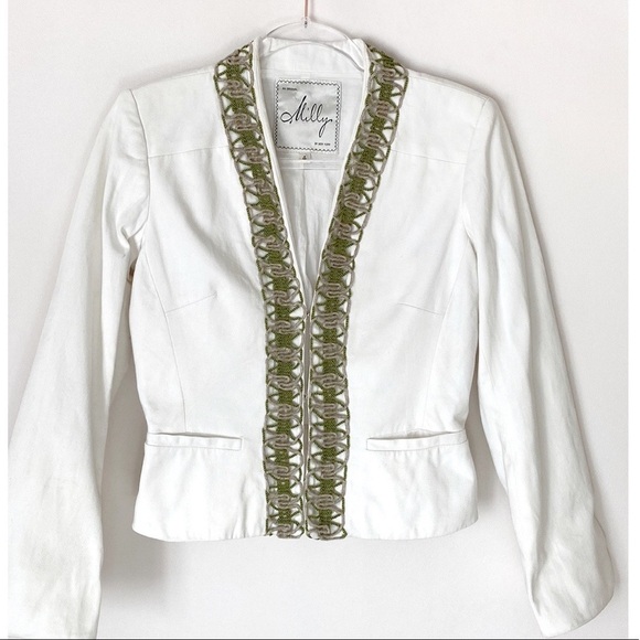 Milly white embellished blazer jacket size 4 - Picture 1 of 7